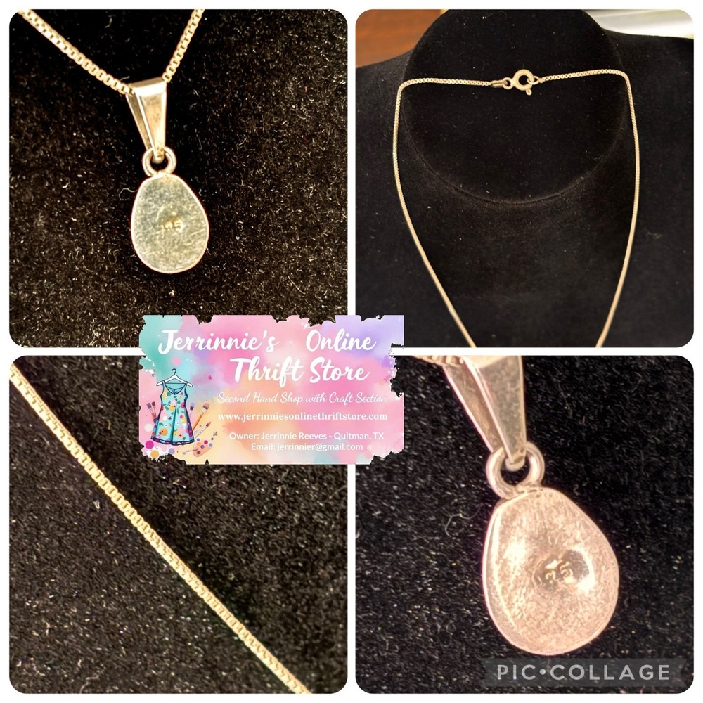 Sterling Silver 925 Larimar Teardrop Pendant Necklace Blue Stone Box Chain - Picture 3 of 4